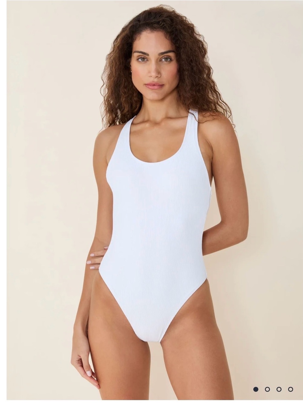Andie Tulum One Piece LT White Ribbed Scoop One-Piece Swimsuit